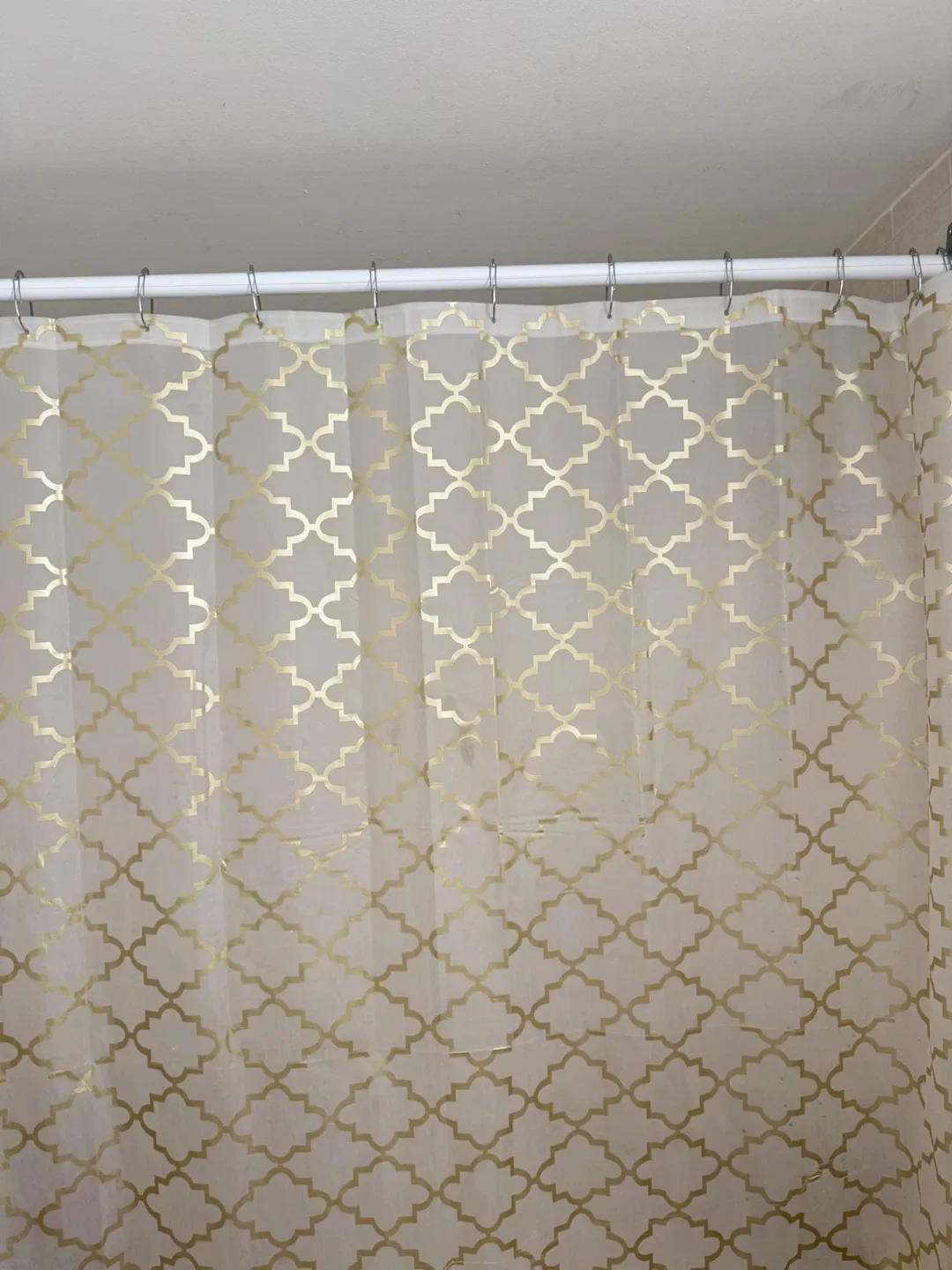 MOVING OUT SALE !! Gold Patterned Shower Curtain with hooks thumbnail