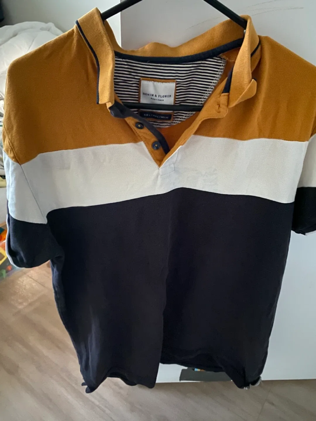 Denim & Flower Striped Polo Shirt thumbnail