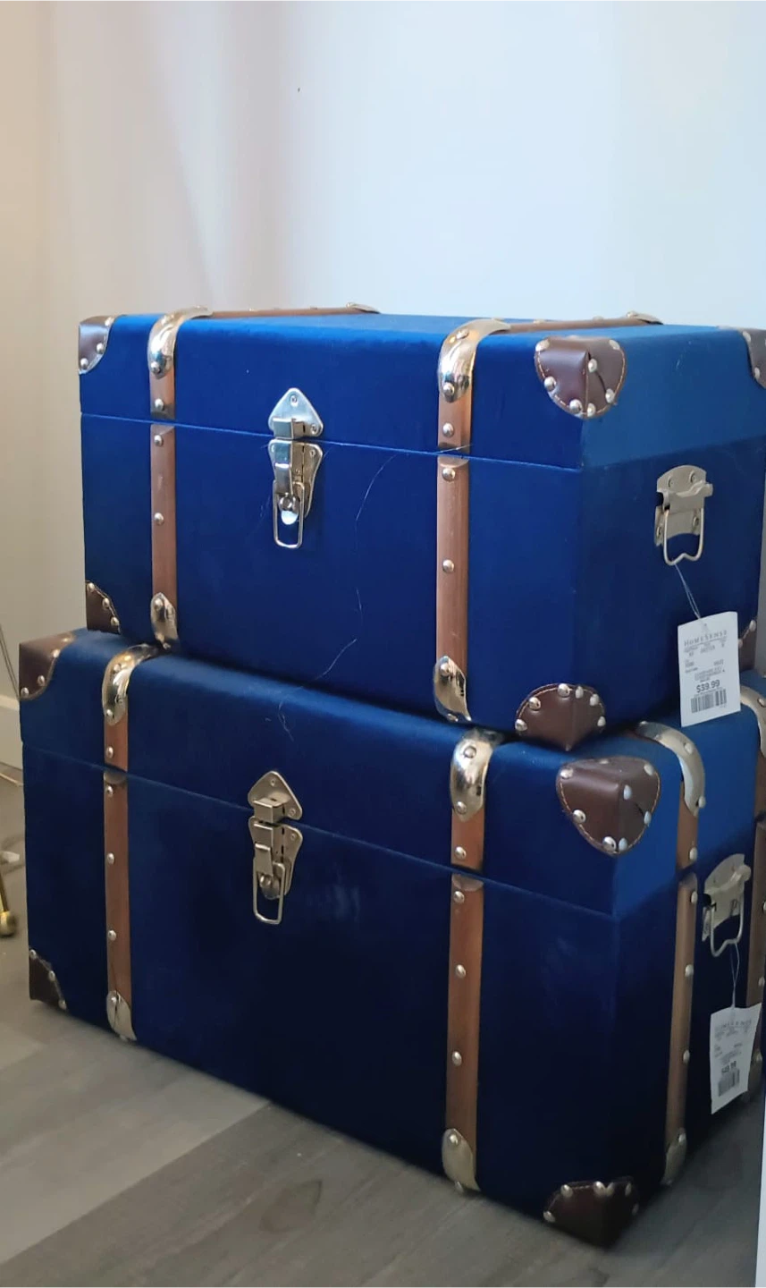 Blue Decorative Storage Trunk Set