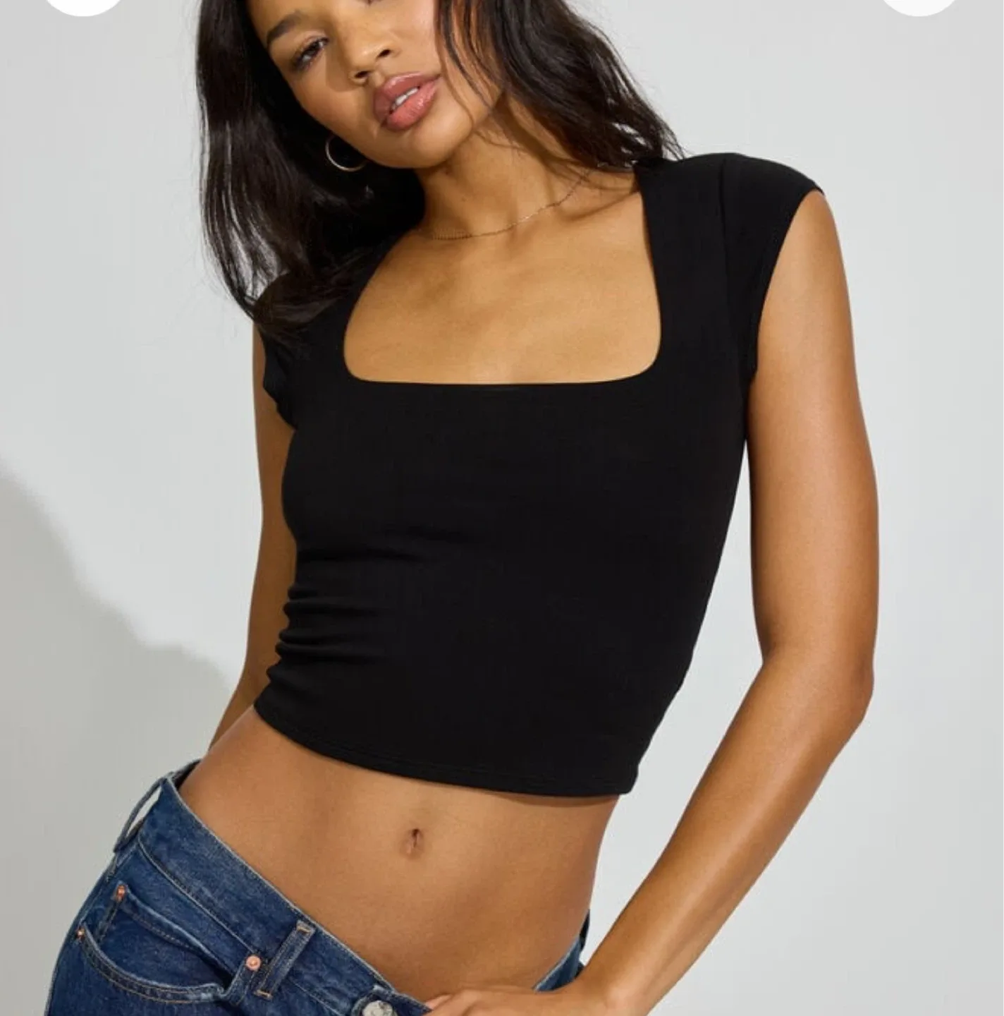 Garage Portia Square Neckline T-Shirt - Black thumbnail