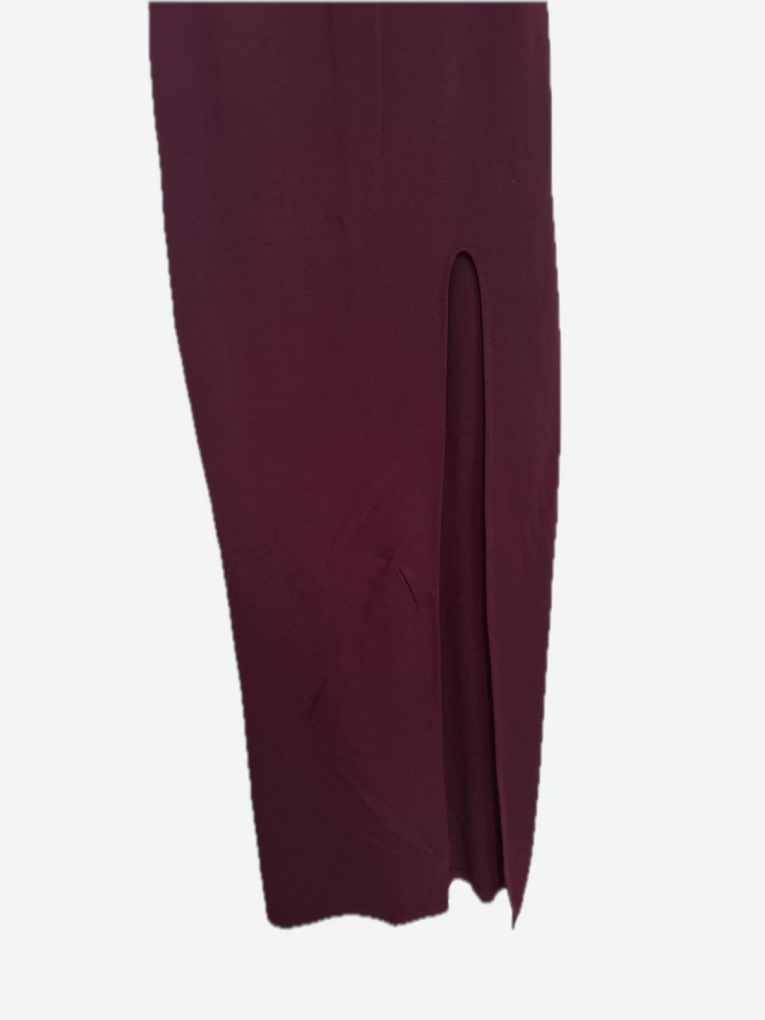 Burgundy beaded formal dress with slit - photo 3