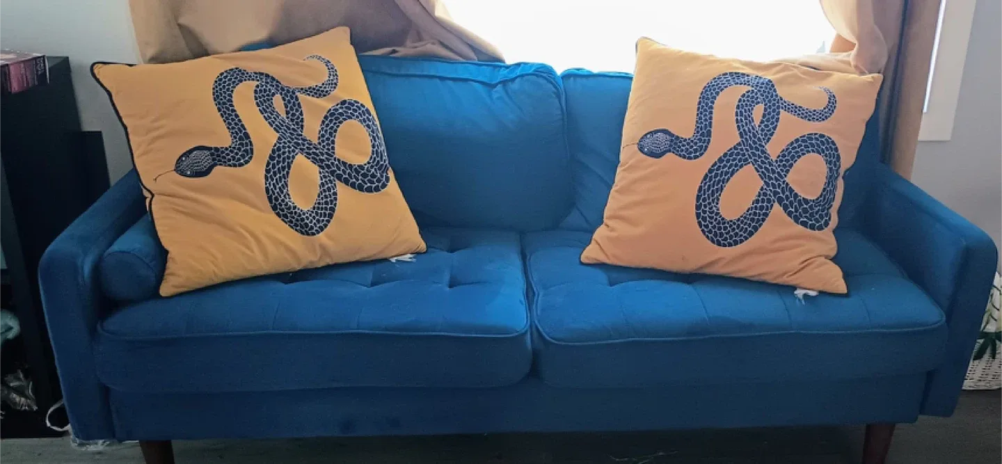 Blue Velvet Sofa and Armchair Set with ottoman thumbnail