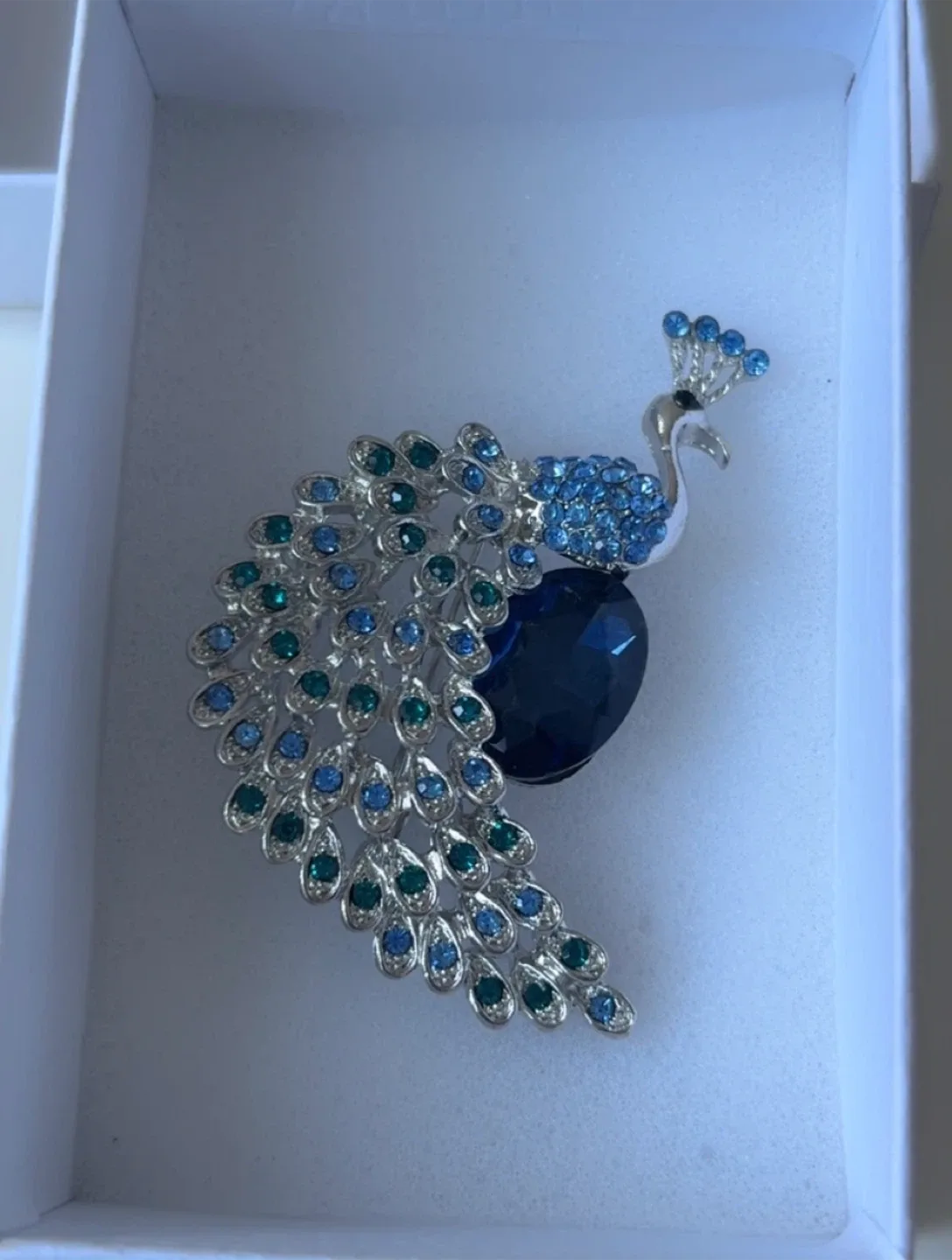 Beautiful Peacock Brooch with Blue Stone! image indicator(5)
