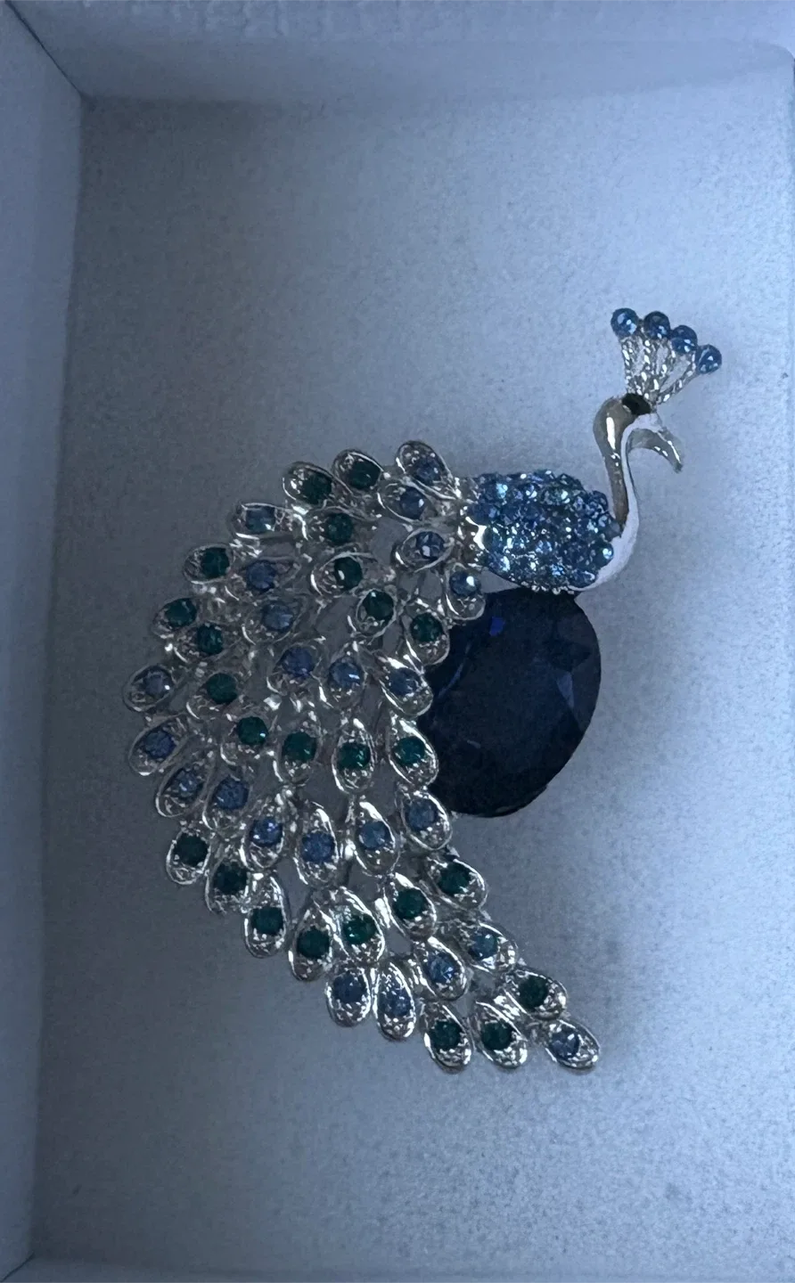 Beautiful Peacock Brooch with Blue Stone! image indicator(2)