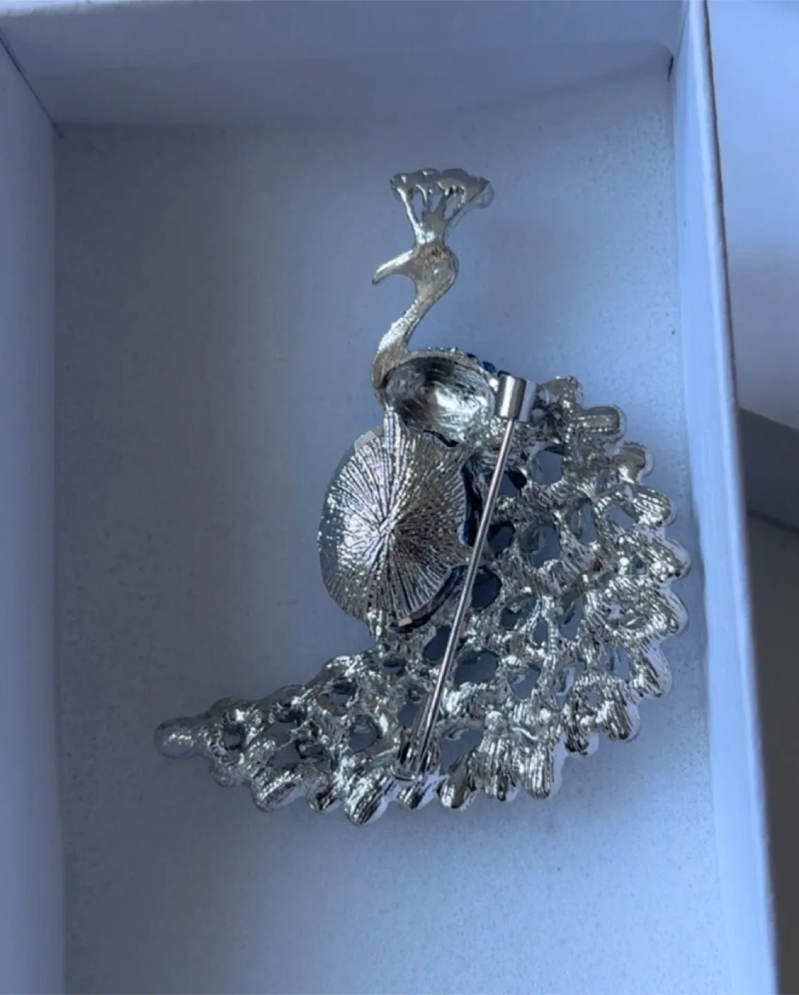 Beautiful Peacock Brooch with Blue Stone! image indicator(3)