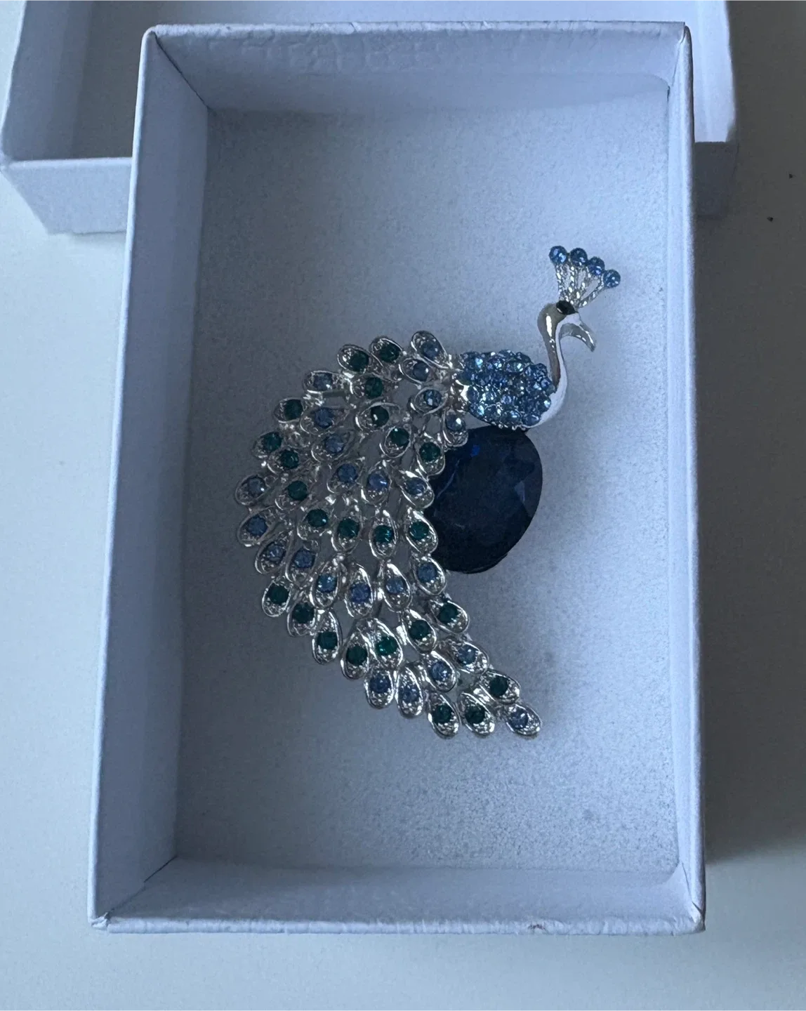 Beautiful Peacock Brooch with Blue Stone! image indicator(4)