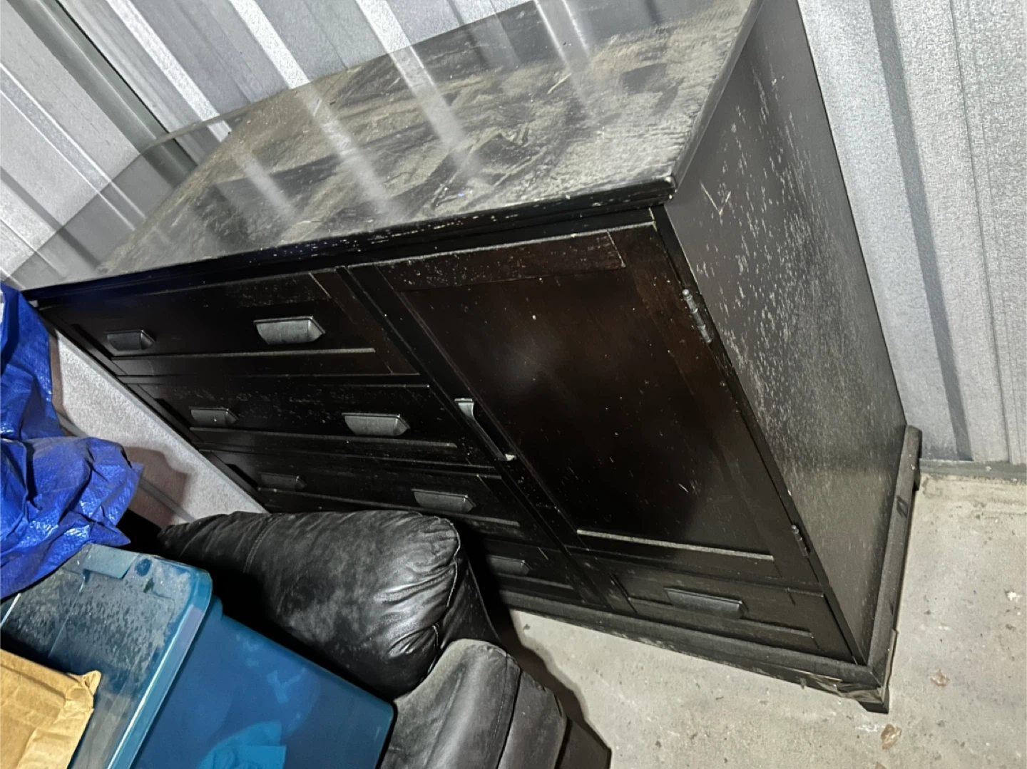 Dark Brown Wooden Dresser with Mirror