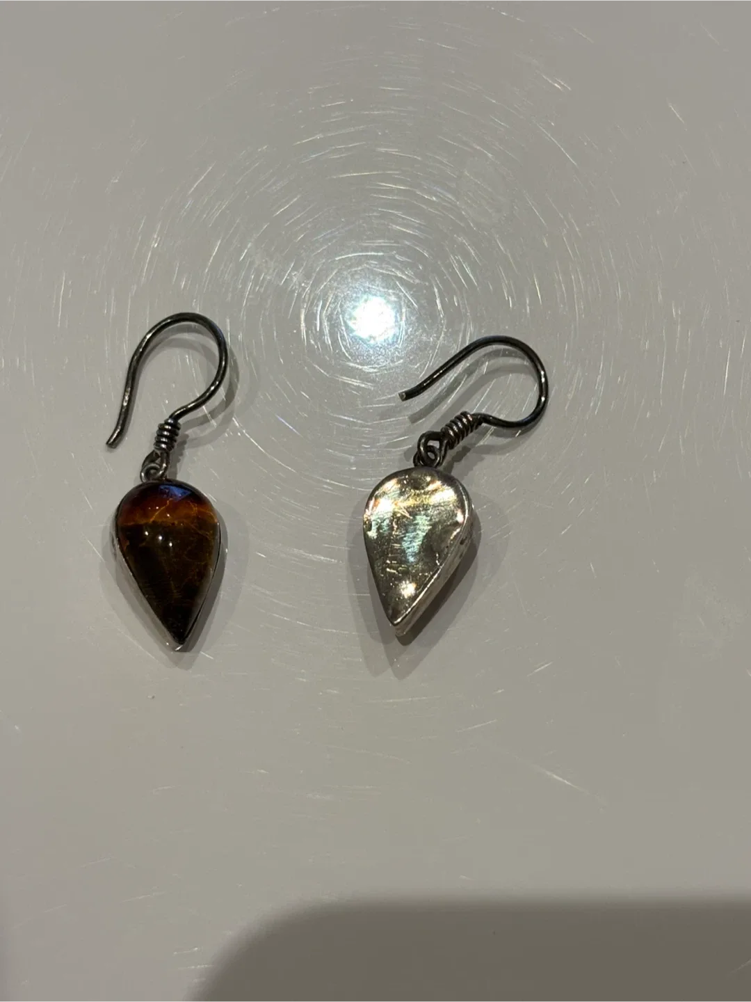 Teardrop Real Amber Sterling Silver Earrings image indicator(2)