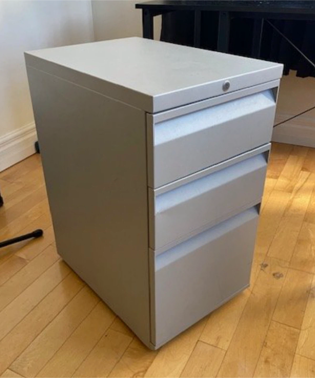 Grey Metal Filing Cabinet - 3 Drawers