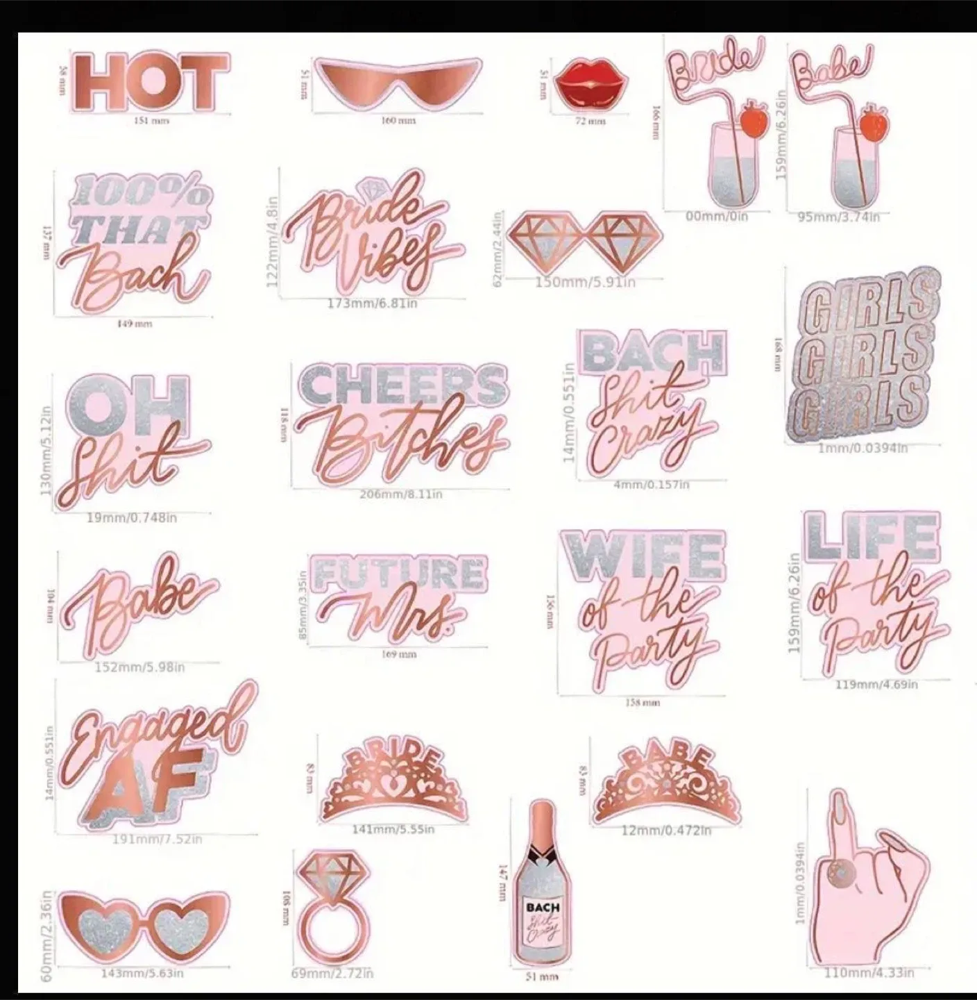 24 Piece Bachelorette Party Photo Booth Props thumbnail