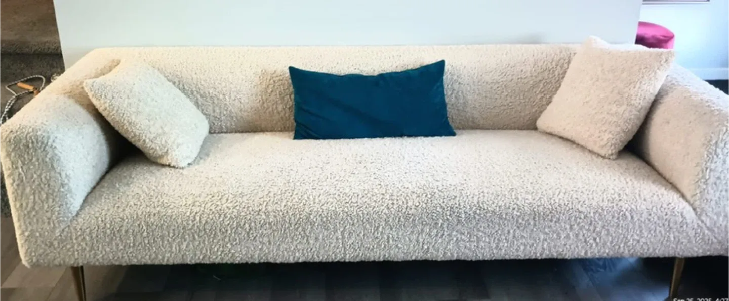 Living room set : big couch and Cozy creamy Boucle Armchair thumbnail