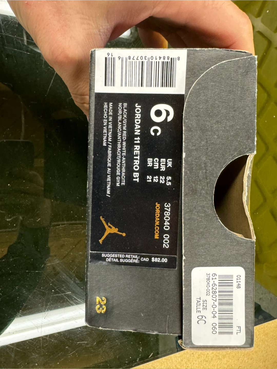 Jordan 11 Retro BT Black/Gym Red Size 6C