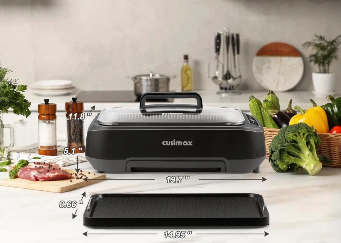 (NEW in box) Smokeless Electric Indoor Grill 1500W image indicator(3)