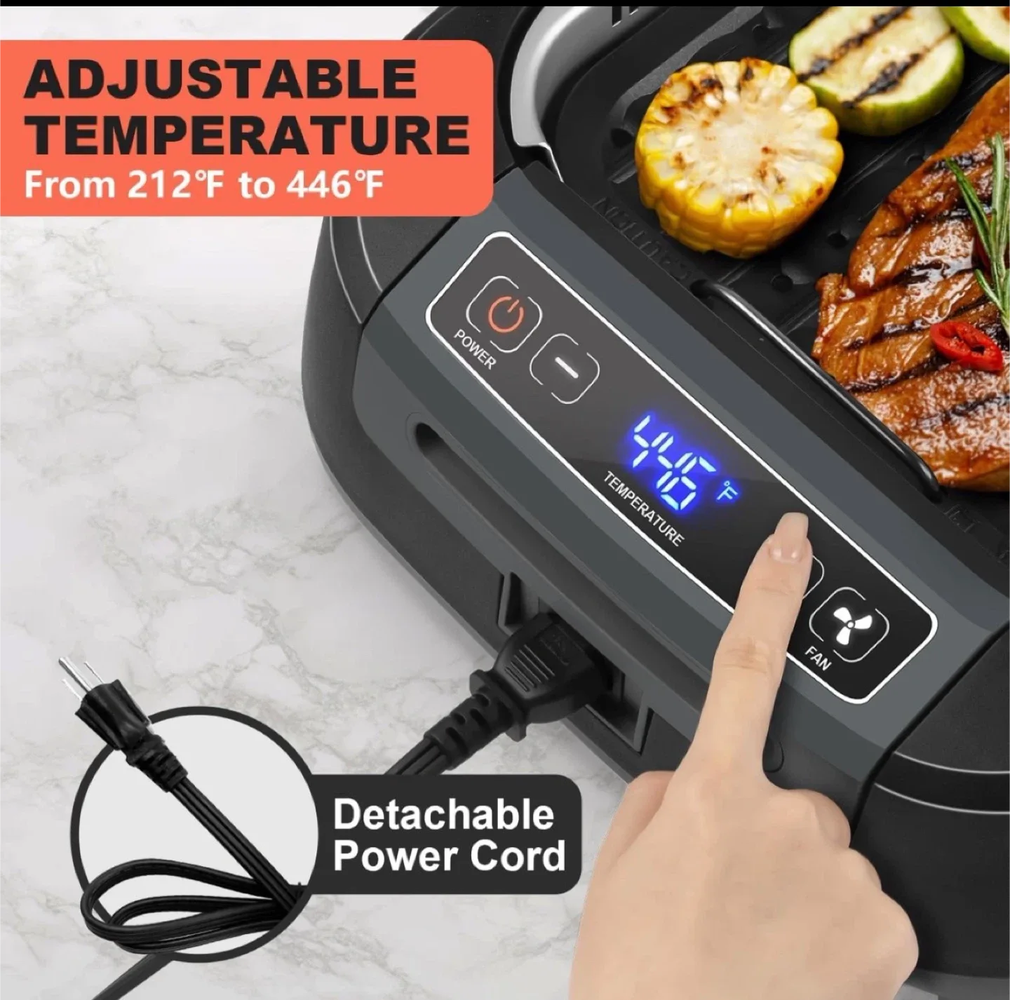 (NEW in box) Smokeless Electric Indoor Grill 1500W image indicator(6)