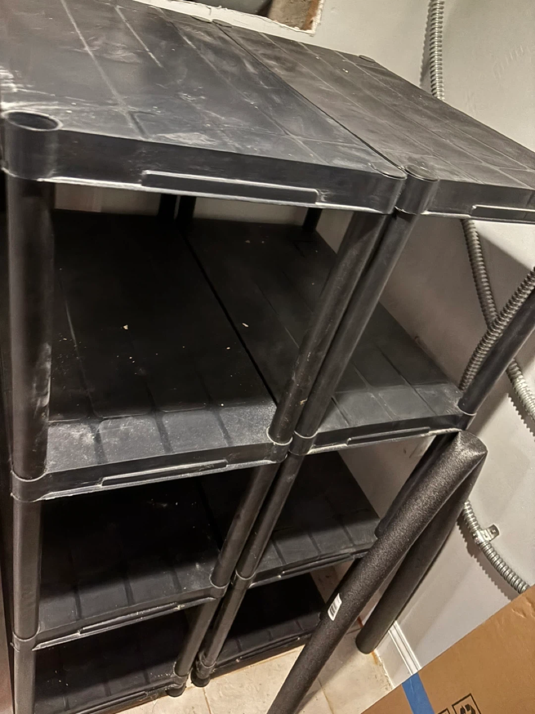 2- Black Plastic Shelving Unit - photo 2