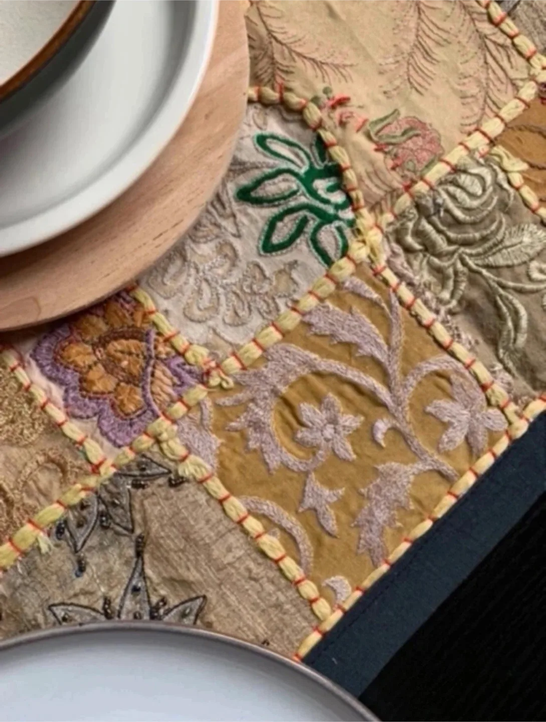 🆕Embroidered Patchwork Table Runner image indicator(5)
