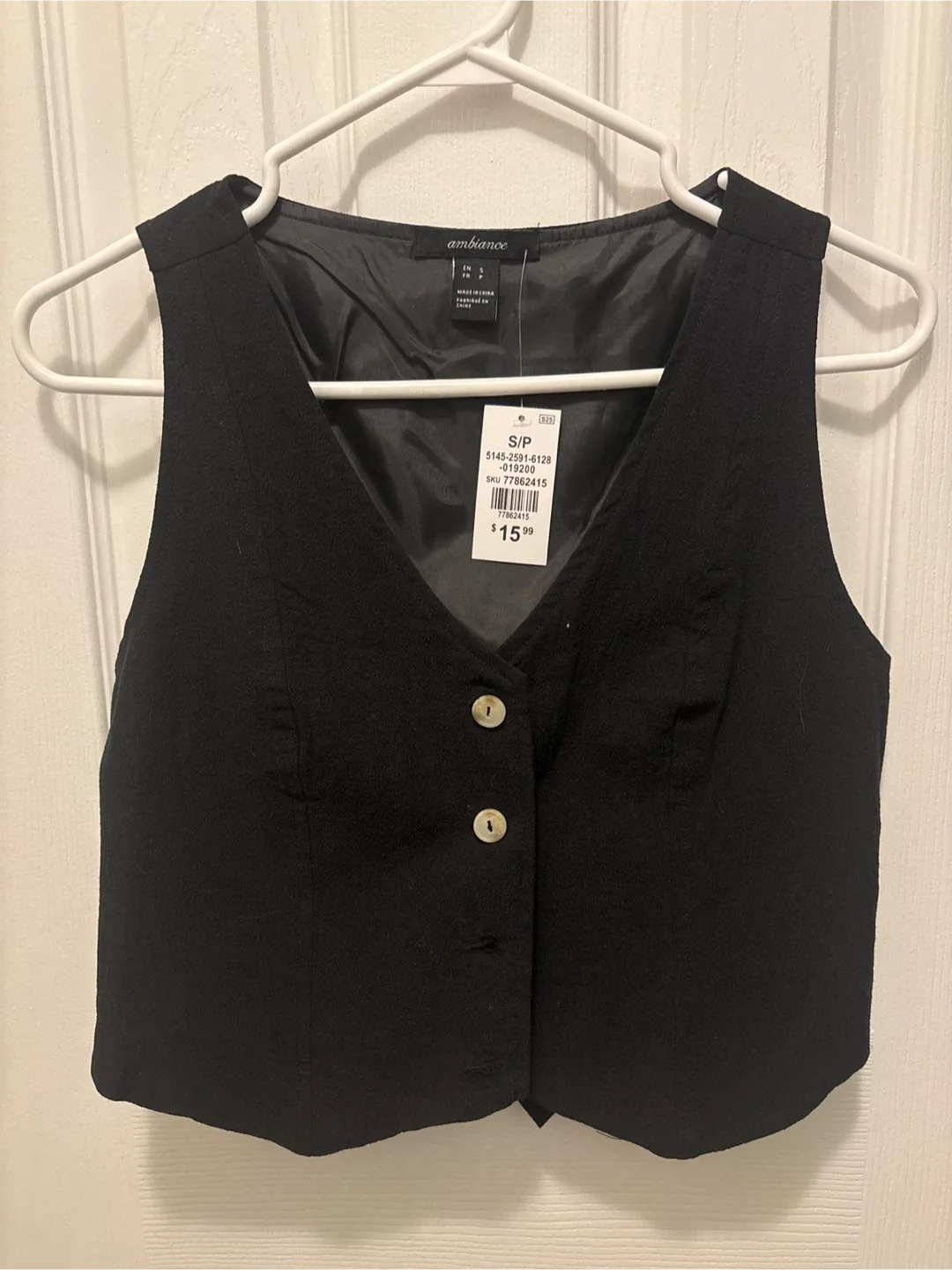Ambiance Black Vest - Size S thumbnail