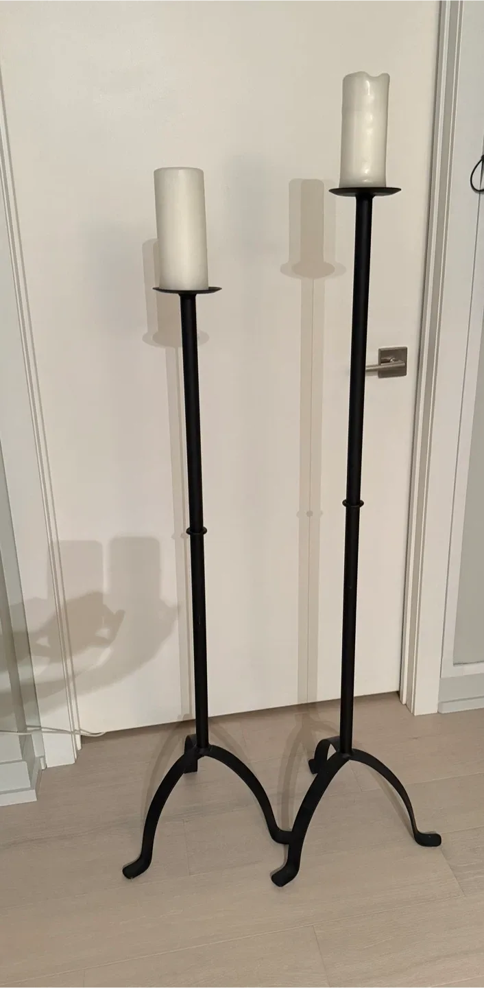 Black Metal Candle Holders - Set of 2 thumbnail