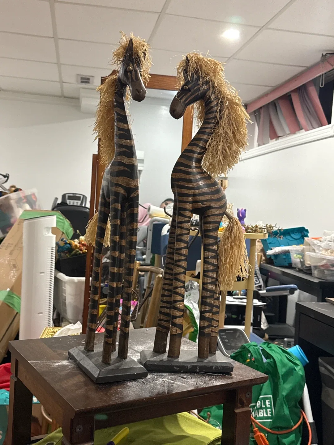 Giraffe Wooden Decorative Statues - Set of 2 thumbnail