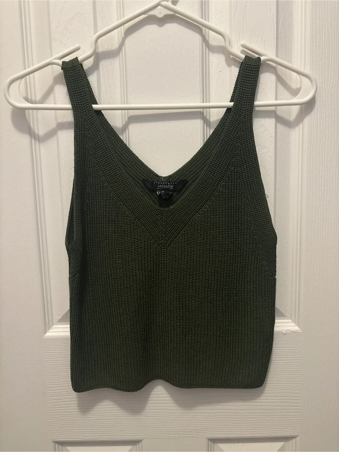 Streetwear Society Olive Green Knit Tank Top thumbnail