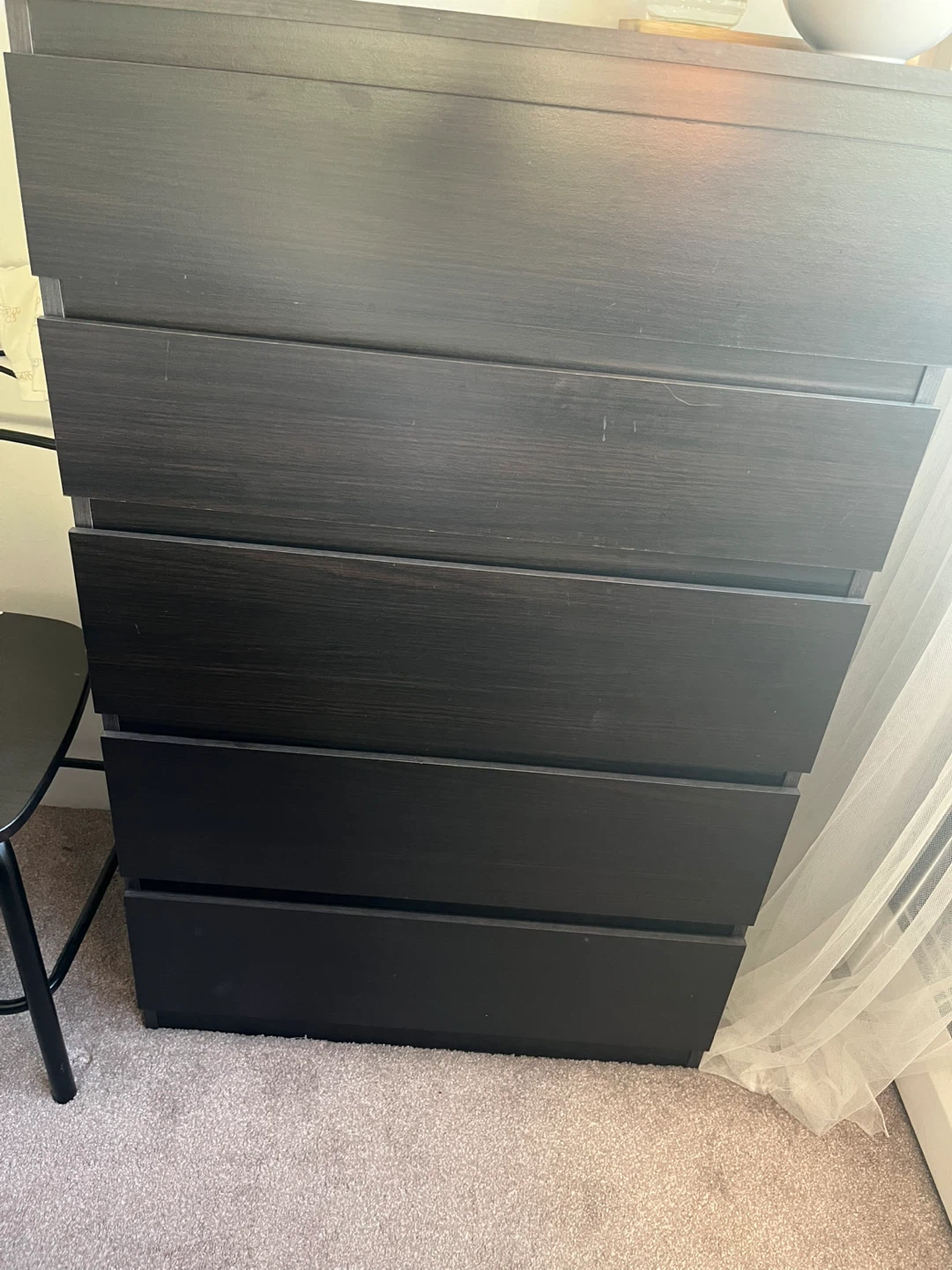 Dark Brown Dresser with 5 Drawers