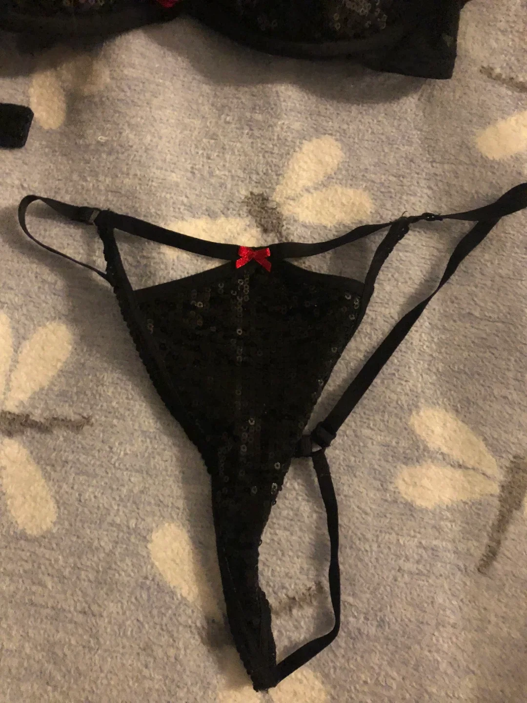 Black Sequin Bra and Thong Set image indicator(3)