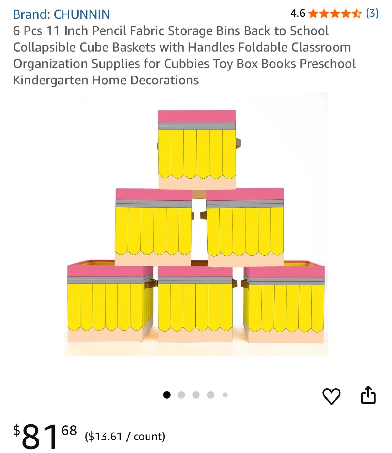 CHUNNIN 6-Piece Pencil Fabric Storage Bins - New! thumbnail
