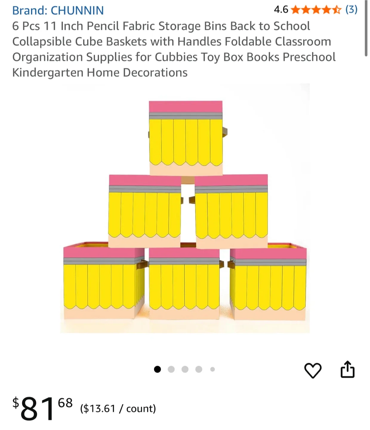 CHUNNIN 6-Piece Pencil Fabric Storage Bins - New! image indicator(2)