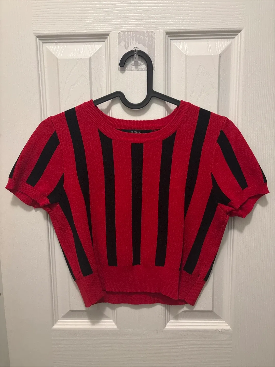 Forever 21 Red & Black Striped Top - Size S thumbnail