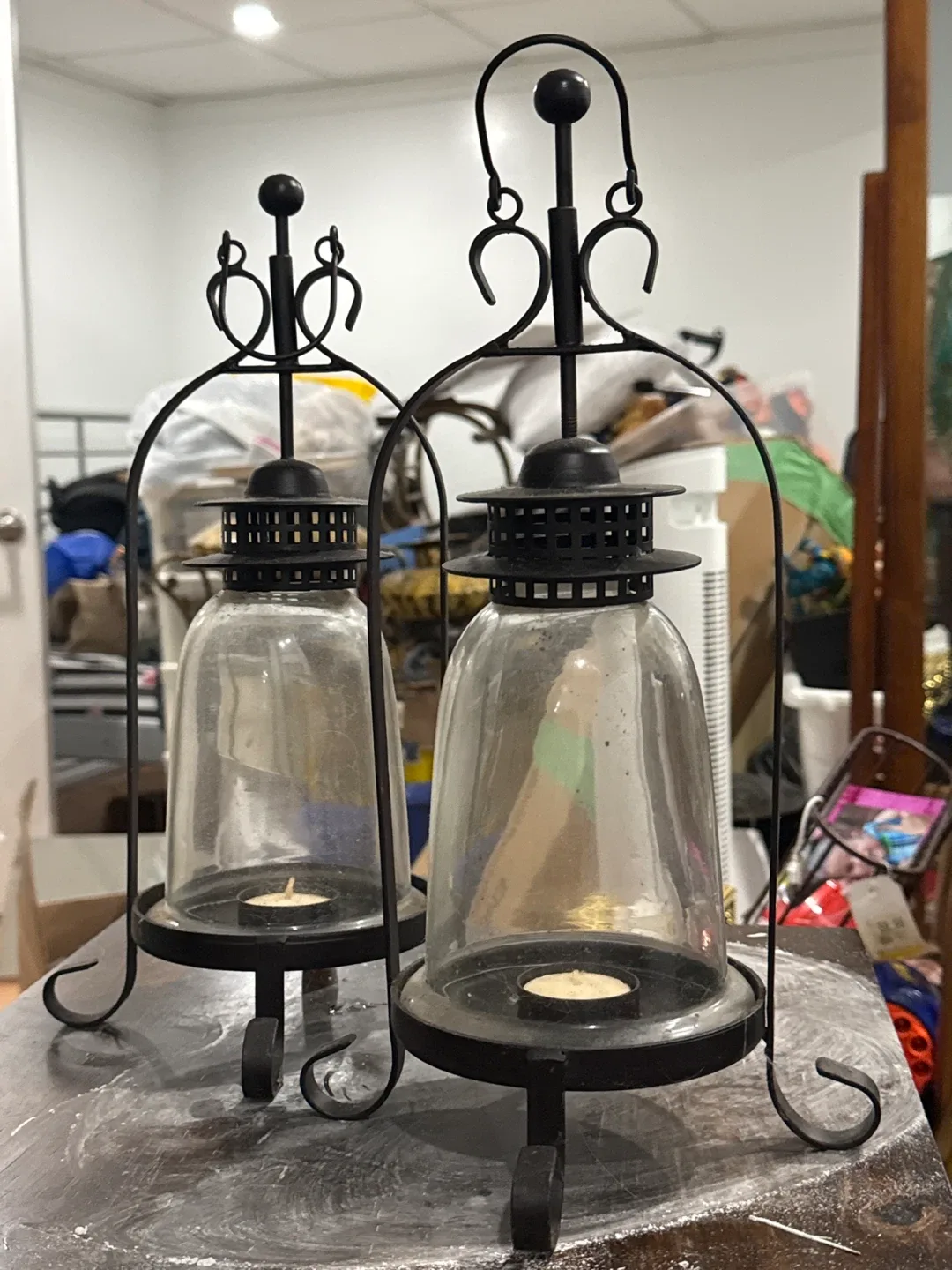 Set of 2 Metal & Glass Candle Lanterns thumbnail