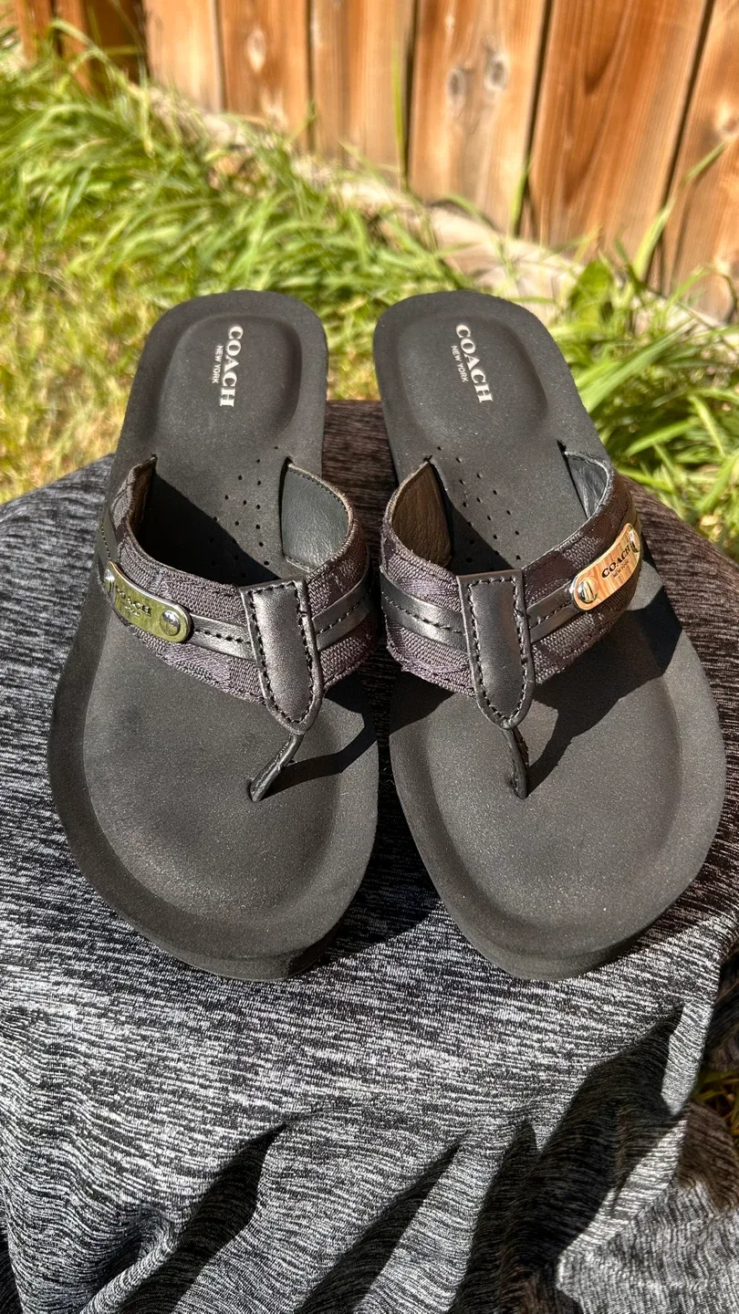 Black Wedge Flip Flops
