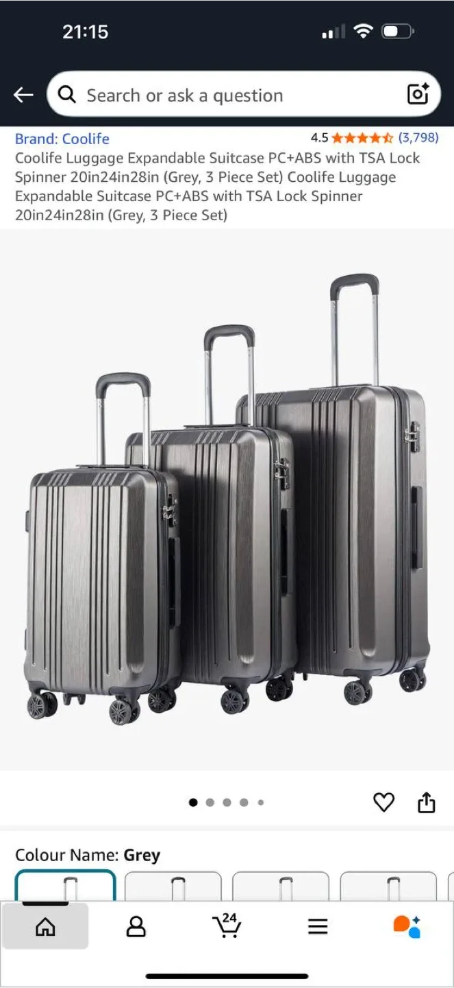 Coolife Luggage Set – 3 Piece (20”, 24”, 28”) image indicator(2)