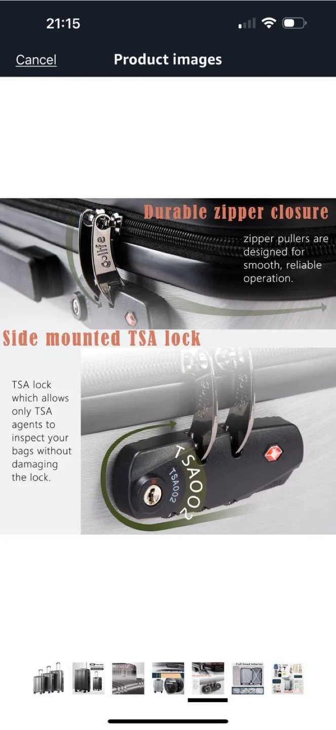 Coolife Luggage Set – 3 Piece (20”, 24”, 28”) image indicator(6)