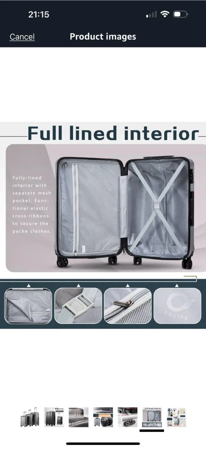 Coolife Luggage Set – 3 Piece (20”, 24”, 28”) image indicator(7)