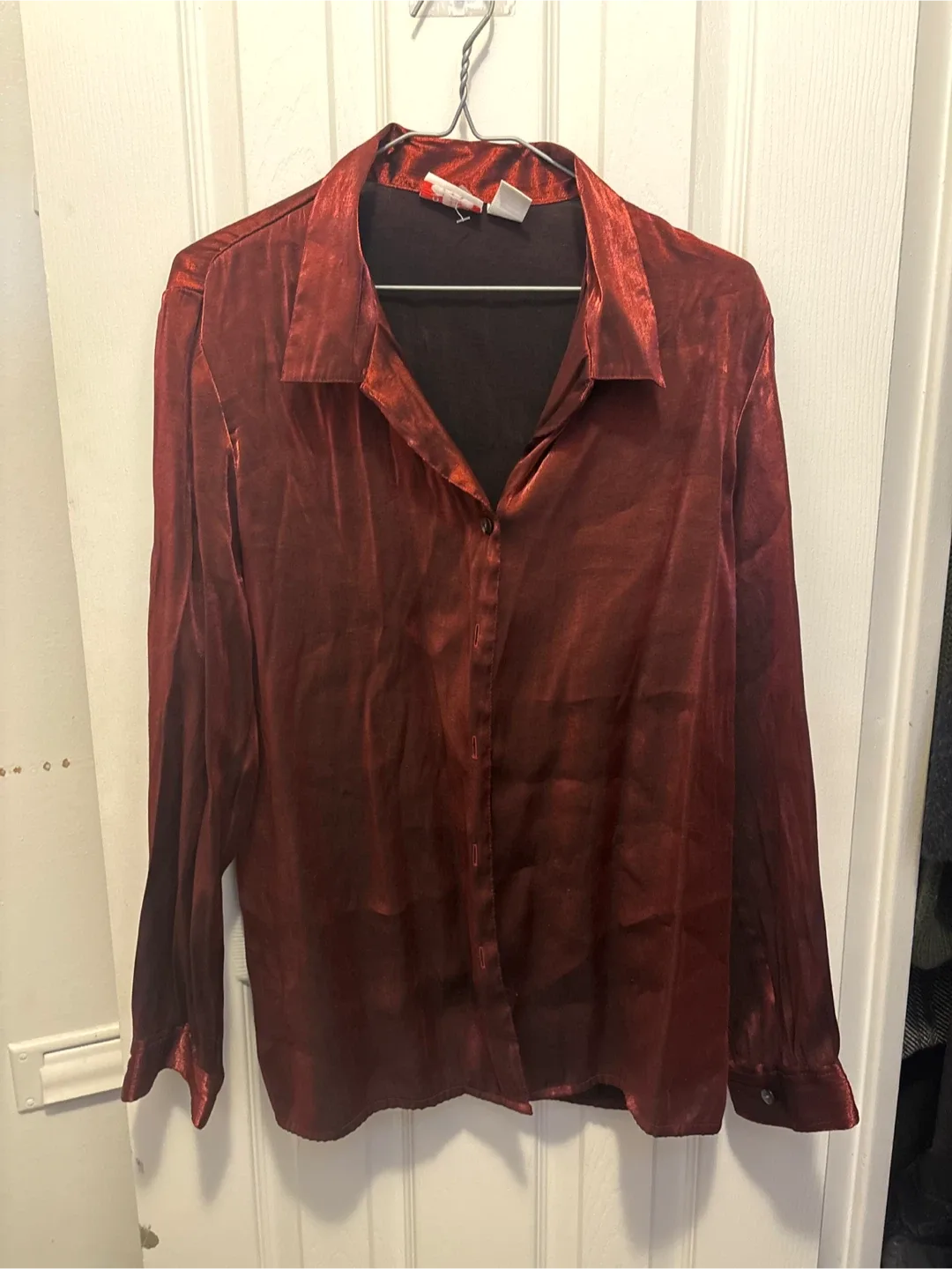 Alia Burgundy Button-Up Shirt - Size 12 thumbnail