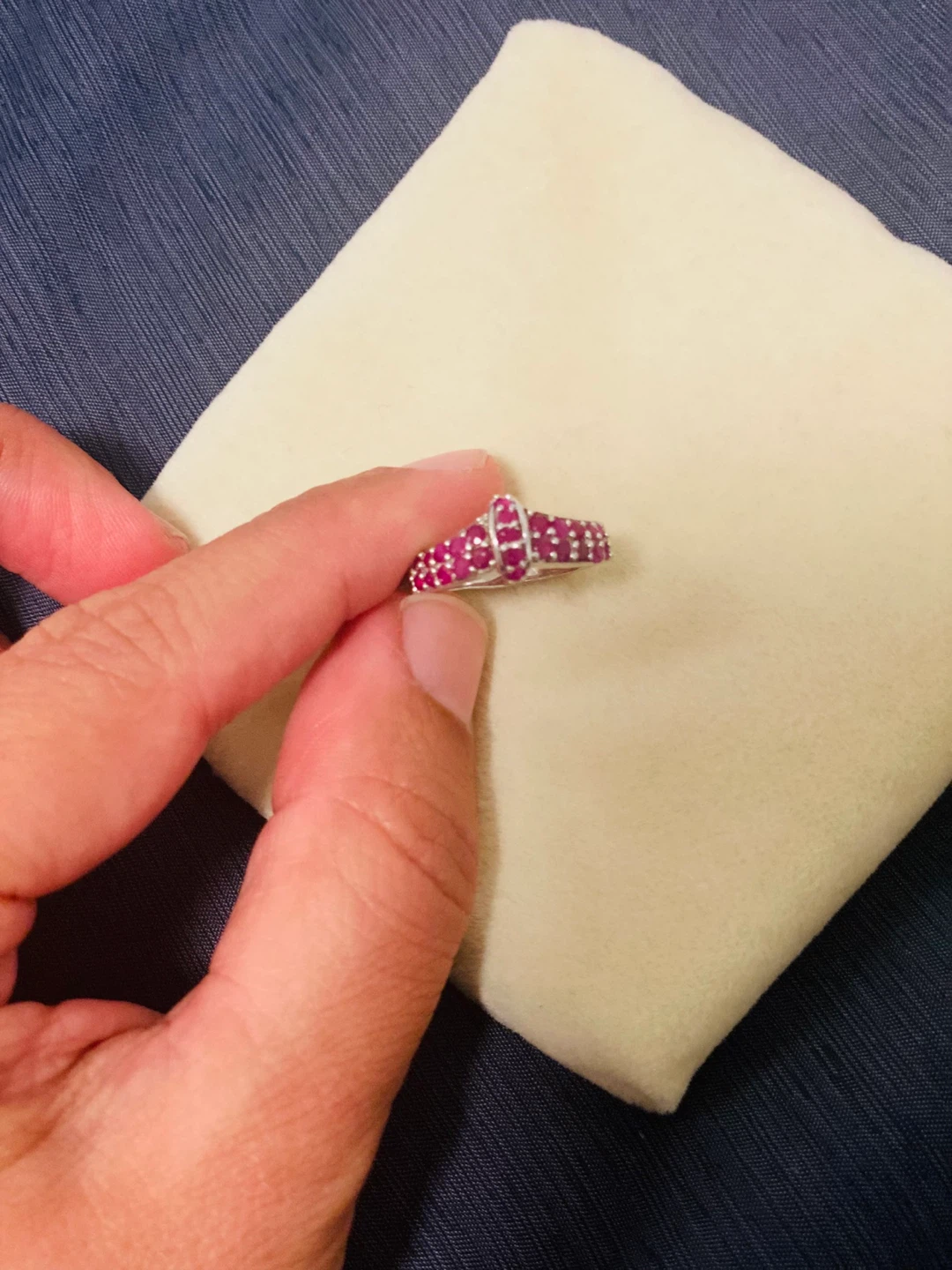 Sterling Silver Ring with Ruby Stones - Size 7 - photo 3