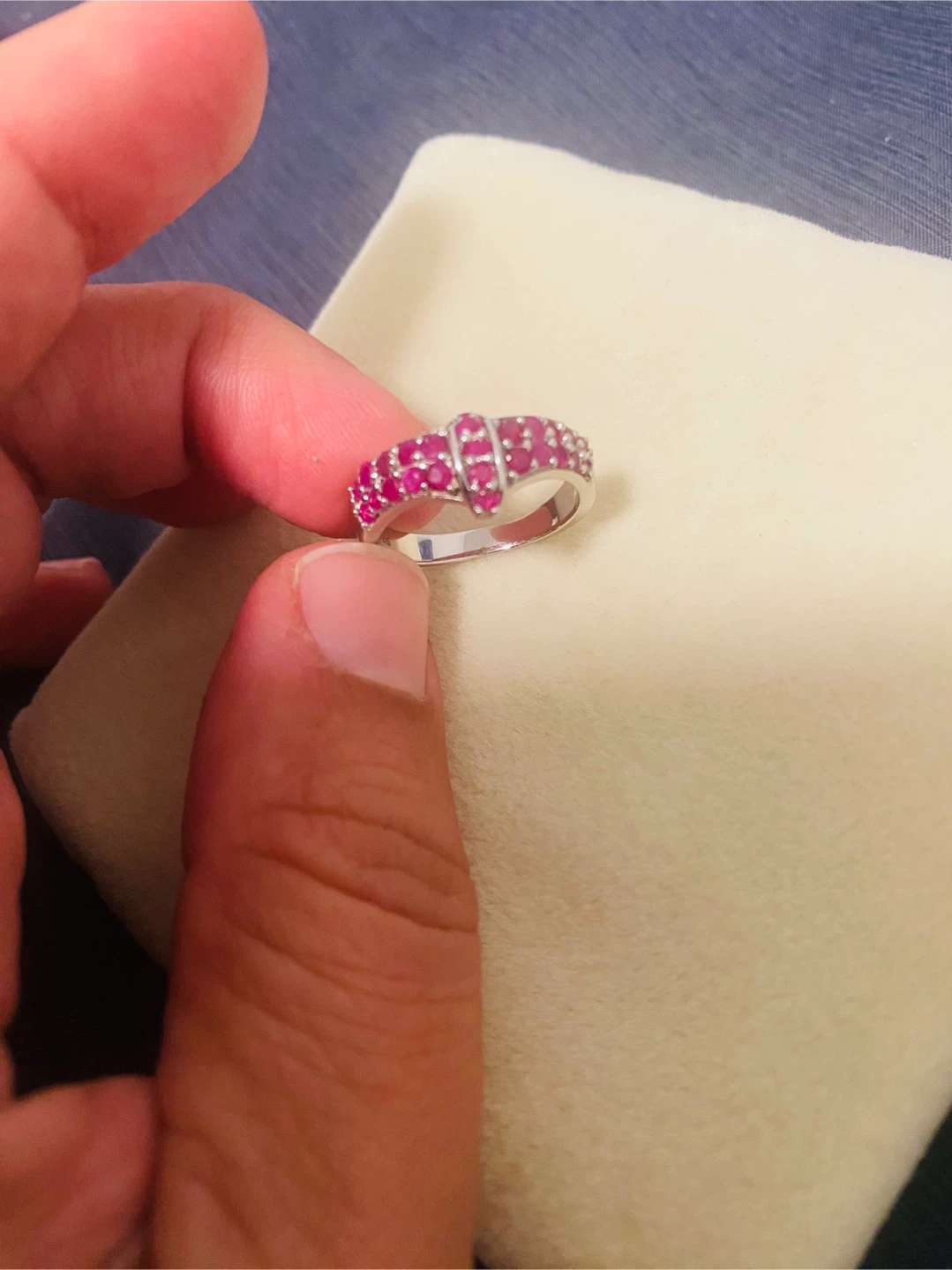 Sterling Silver Ring with Ruby Stones - Size 7 - photo 5