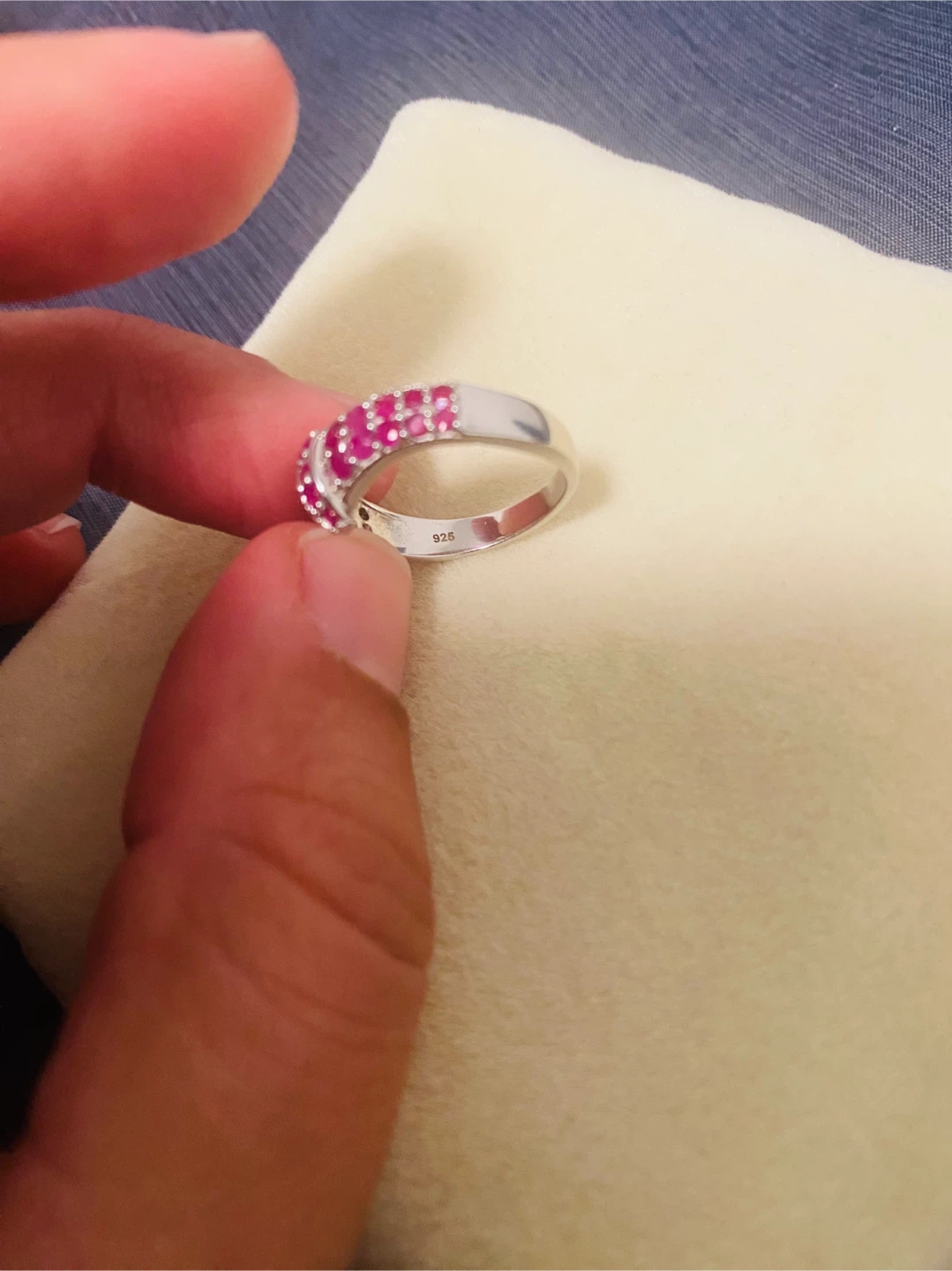 Sterling Silver Ring with Ruby Stones - Size 7 - photo 4