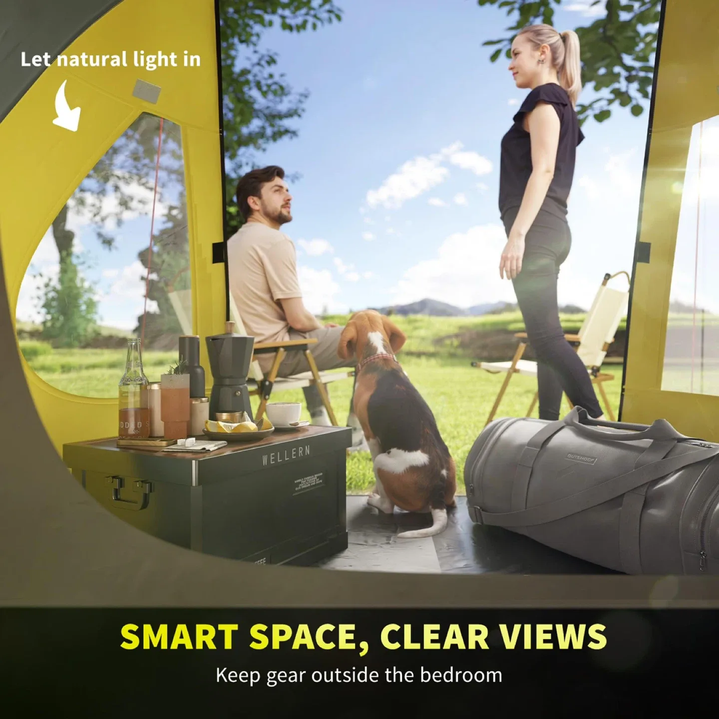 Outsunny 4 Person Camping Tent - Easy Set Up Dome Tent image indicator(3)