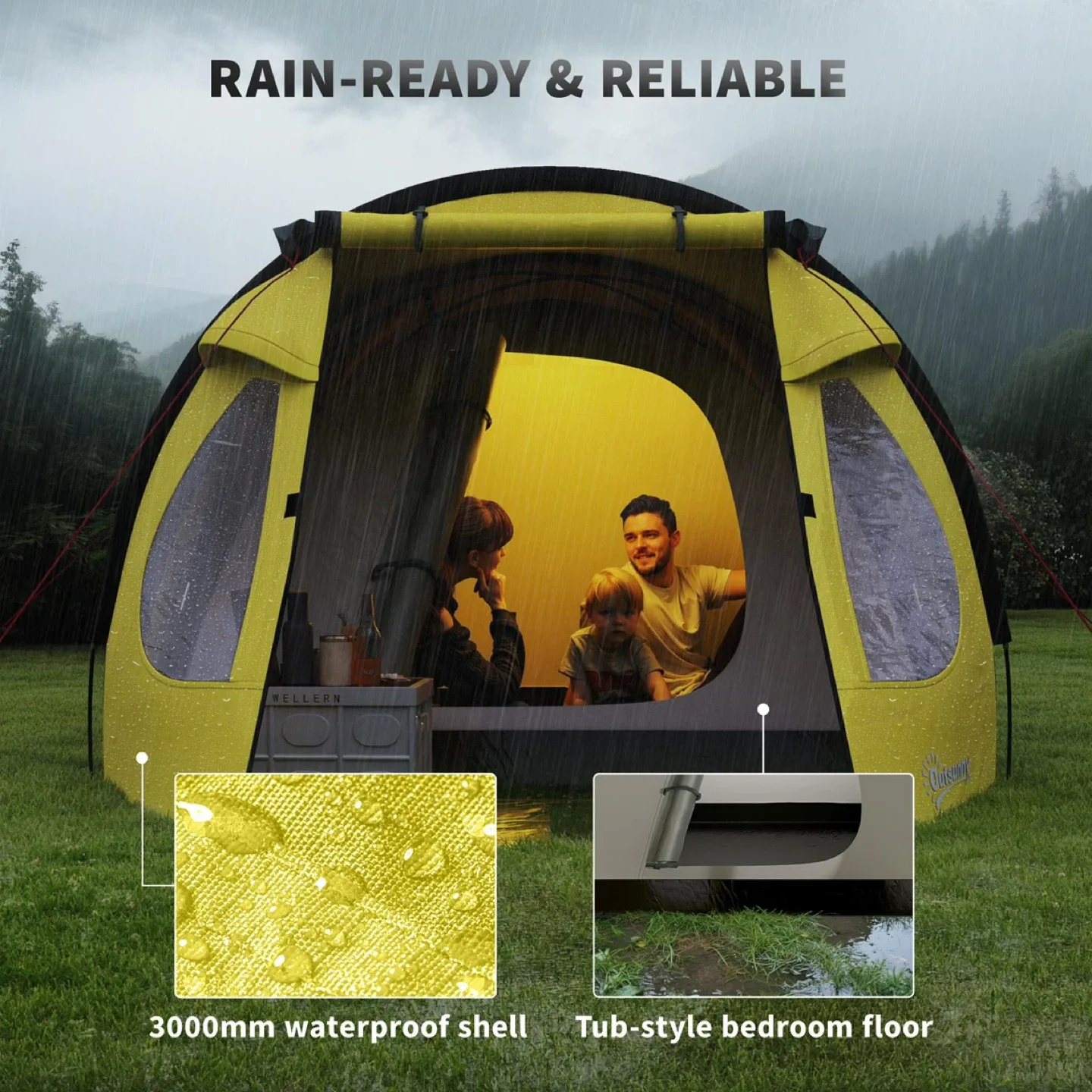 Outsunny 4 Person Camping Tent - Easy Set Up Dome Tent image indicator(4)