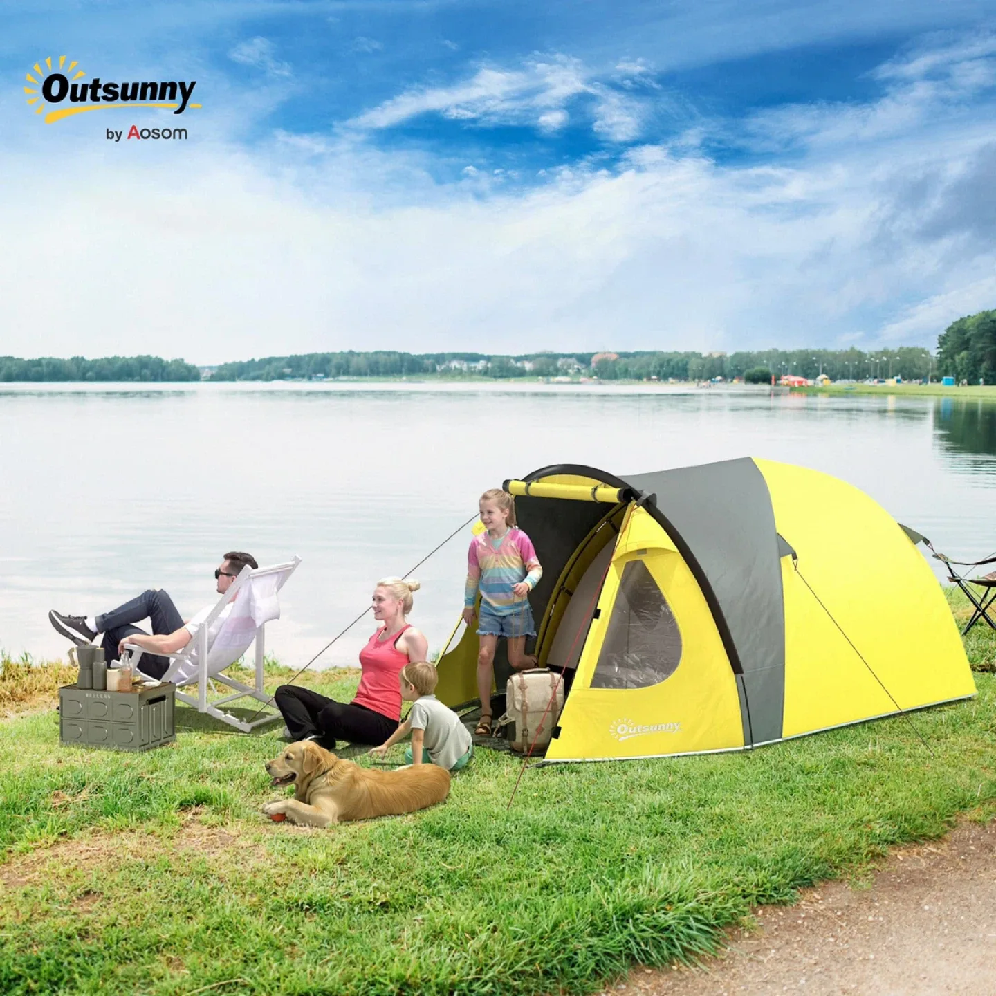 Outsunny 4 Person Camping Tent - Easy Set Up Dome Tent image indicator(2)