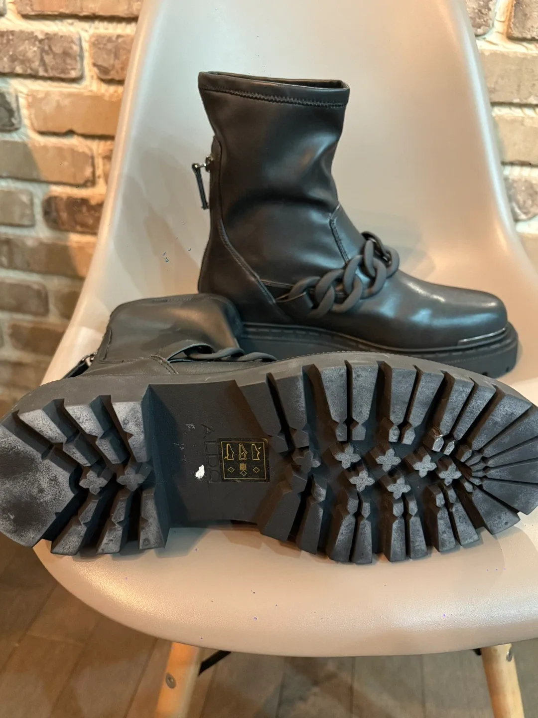 Aldo Black Chain Detail Boots image indicator(5)