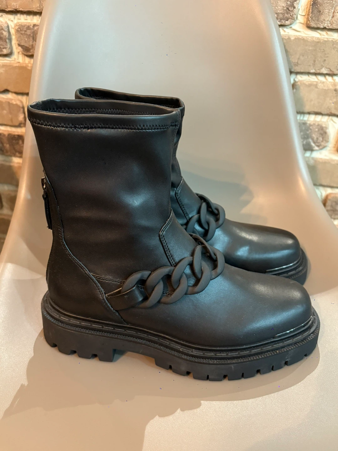 Aldo Black Chain Detail Boots