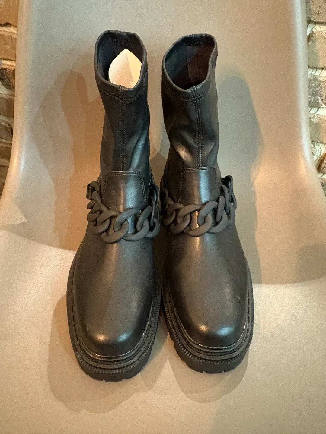 Aldo Black Chain Detail Boots image indicator(2)