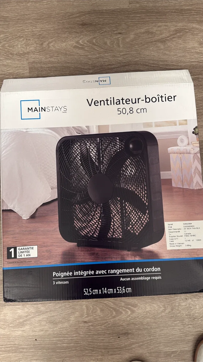 Mainstays 20-in. Box Fan - Black image indicator(2)