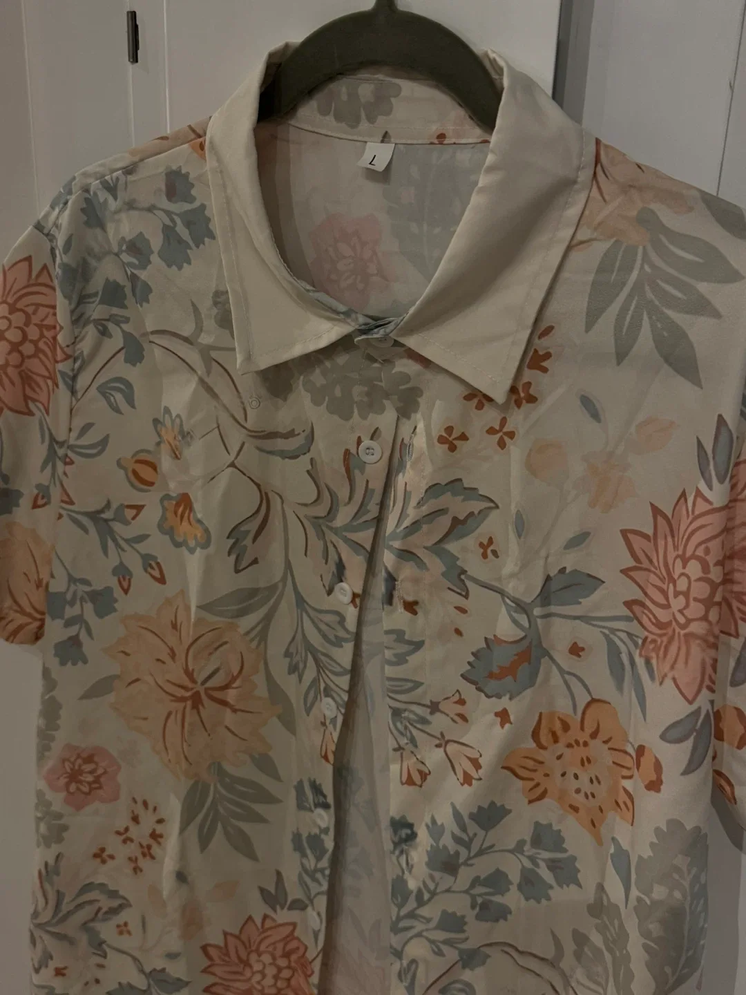 Floral Print Button-Up Shirt - Size L thumbnail