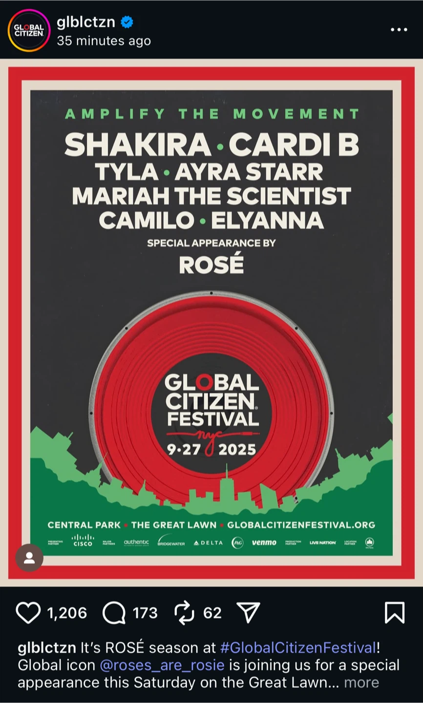Global Citizen Festival Ticket 2025