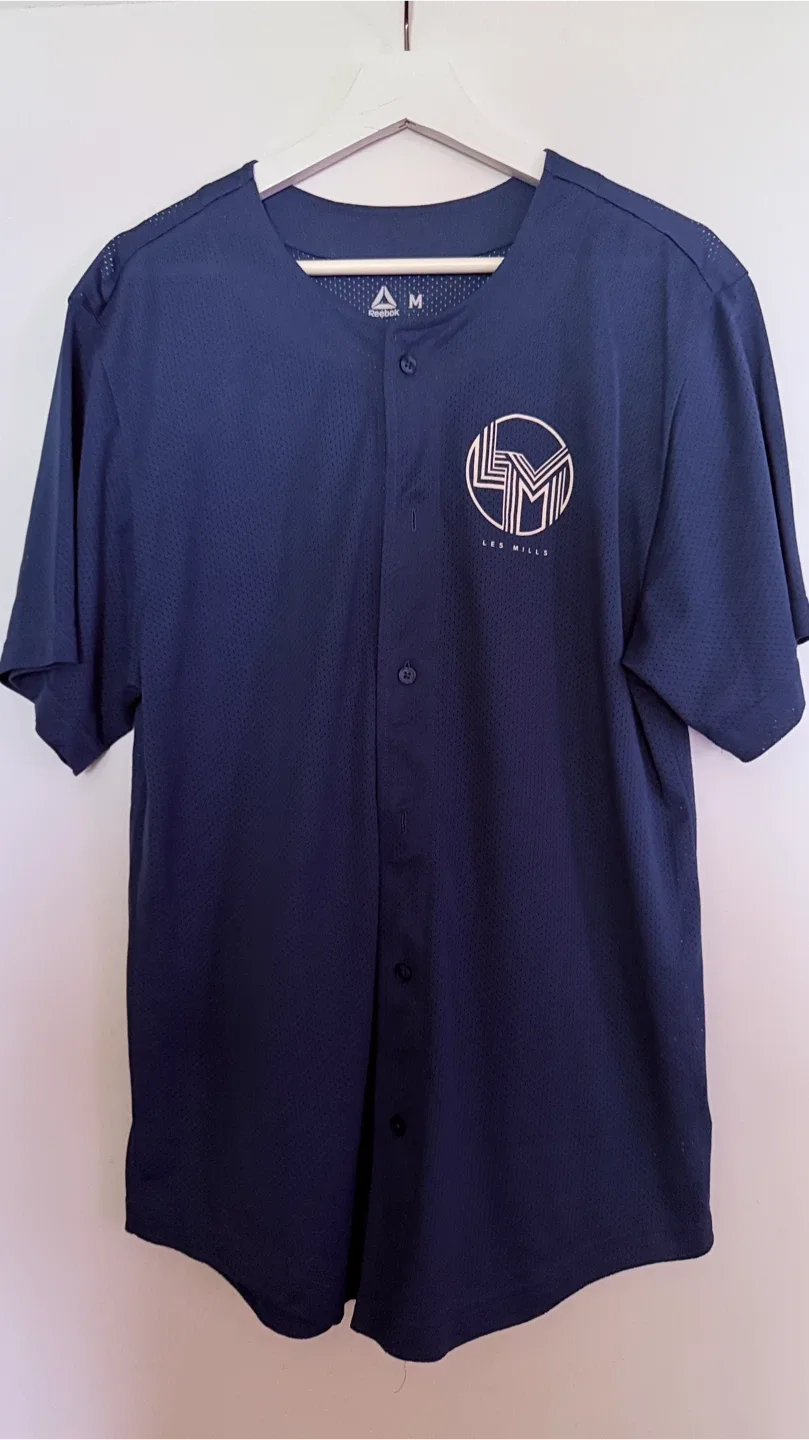 Reebok Les Mills Navy Button-Up Shirt - Size M thumbnail