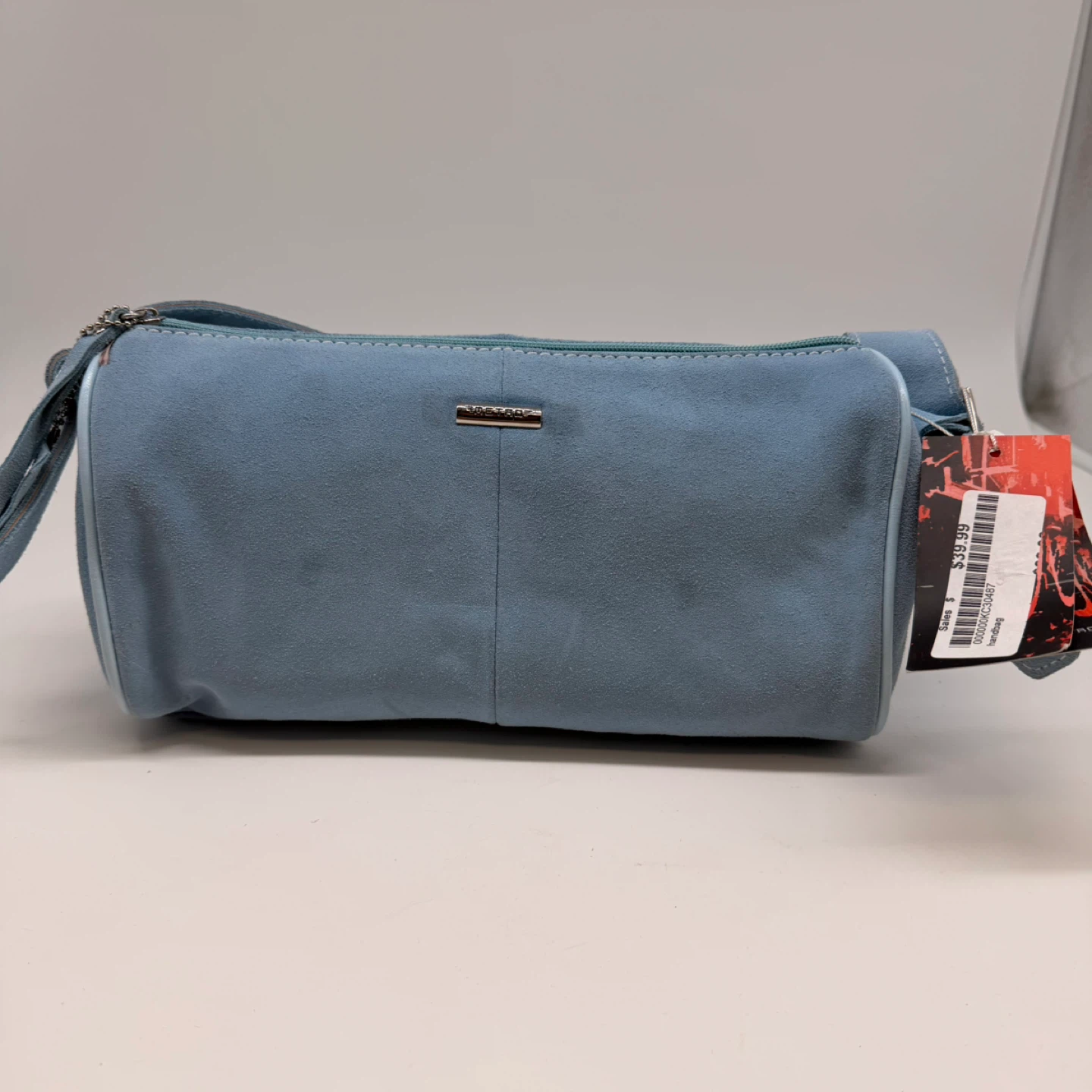 Metro Blue Suede Shoulder Bag –  Strap, Brand New with Tag
