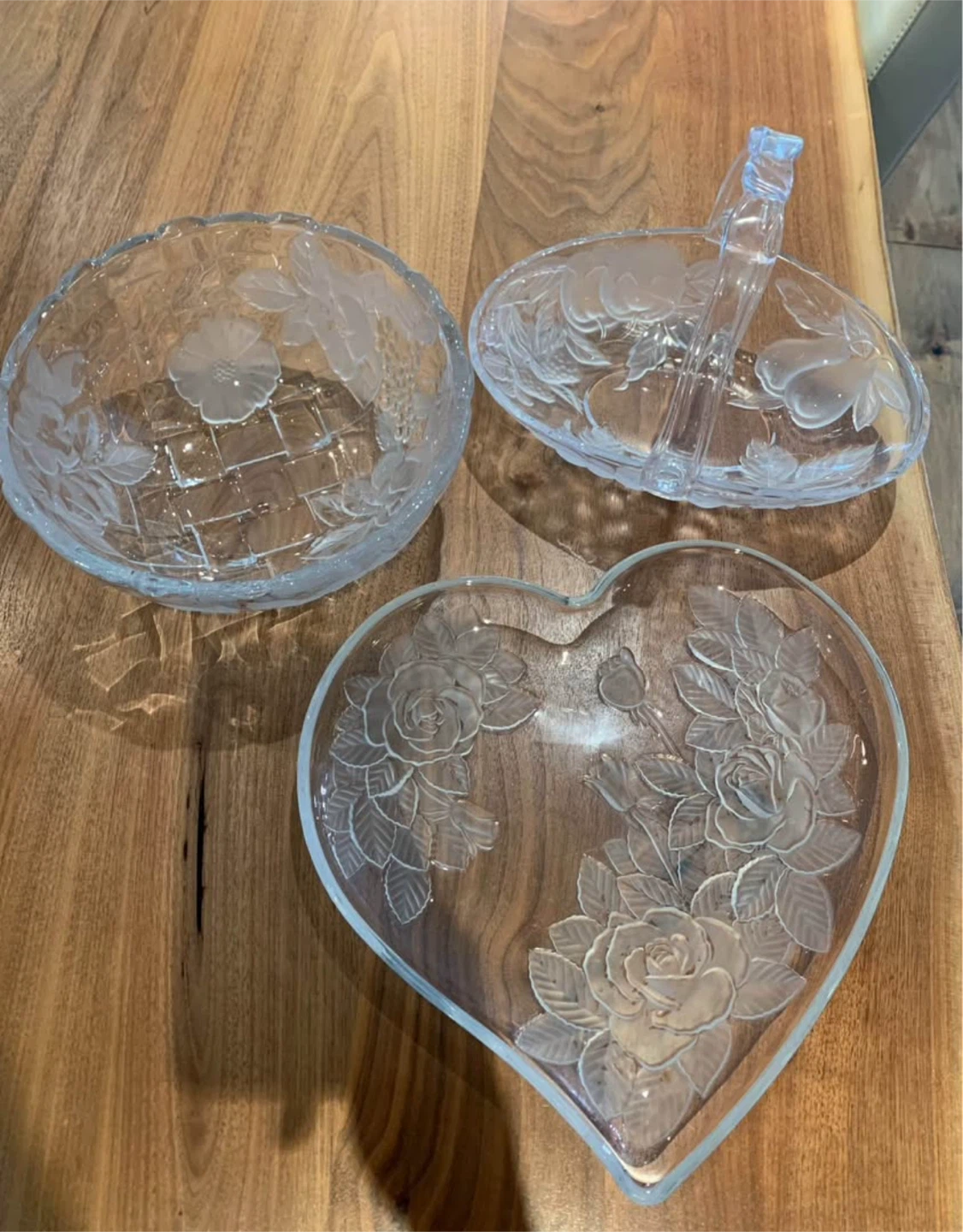 Glass Serving Dishes - Floral Design